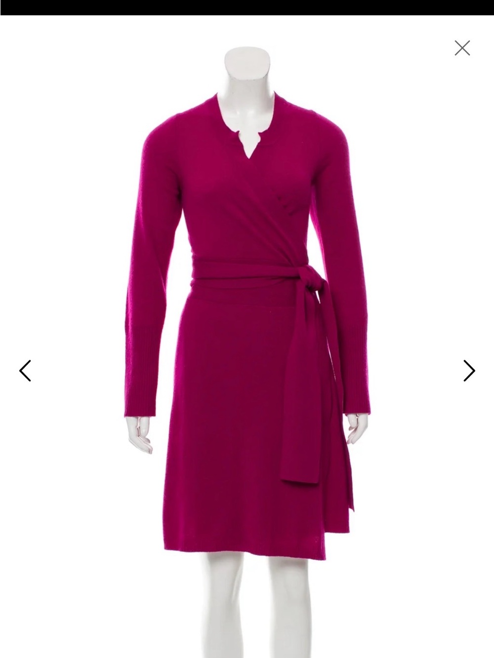 DVF 100% Cashmere Wrap Dress Pink Small Soft Knit Luxury